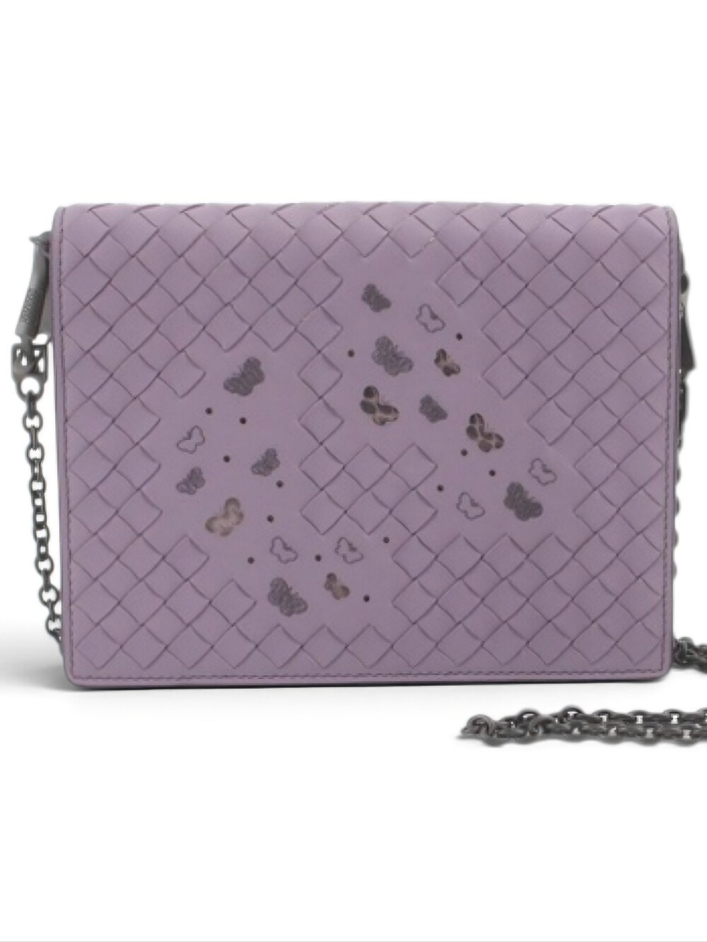 Bottega Veneta WOC Lavender Woven Leather Crossbody Bag with Butterfly Cutouts